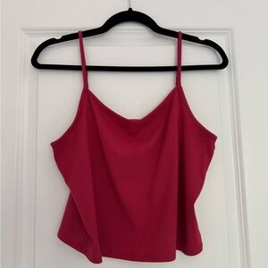 American Eagle women’s ribbed fuchsia colored cropped tank top size XL